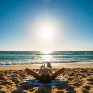 Woman Sunbathing using Melanotan 2
